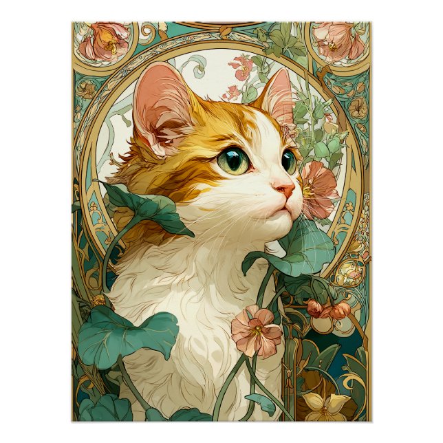 Póster Art Nouveau Cat (Frente)