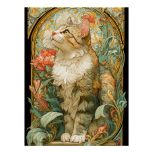 Póster Art Nouveau Cat