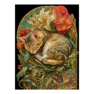 Póster Art Nouveau Cat