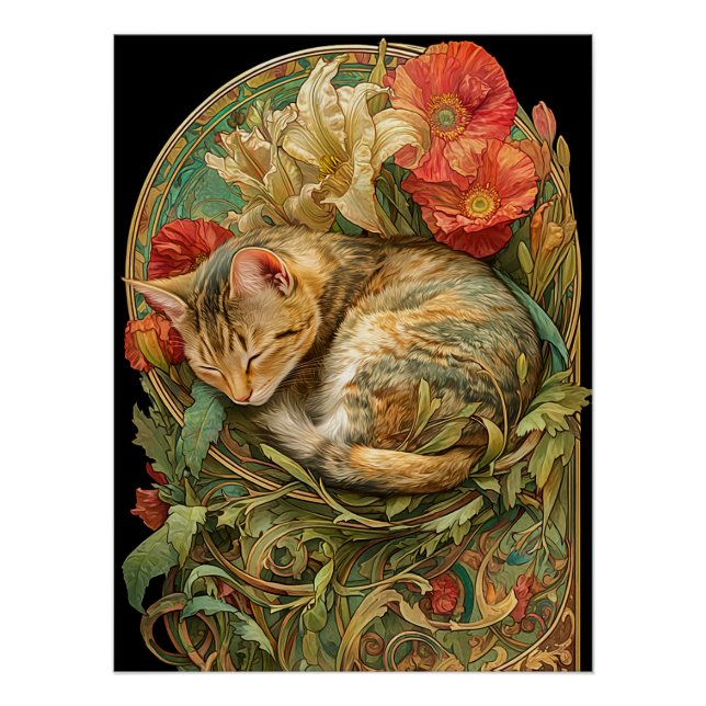 Póster Art Nouveau Cat (Frente)