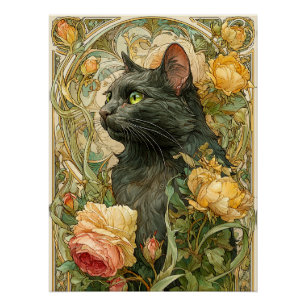 Póster Art Nouveau Cat