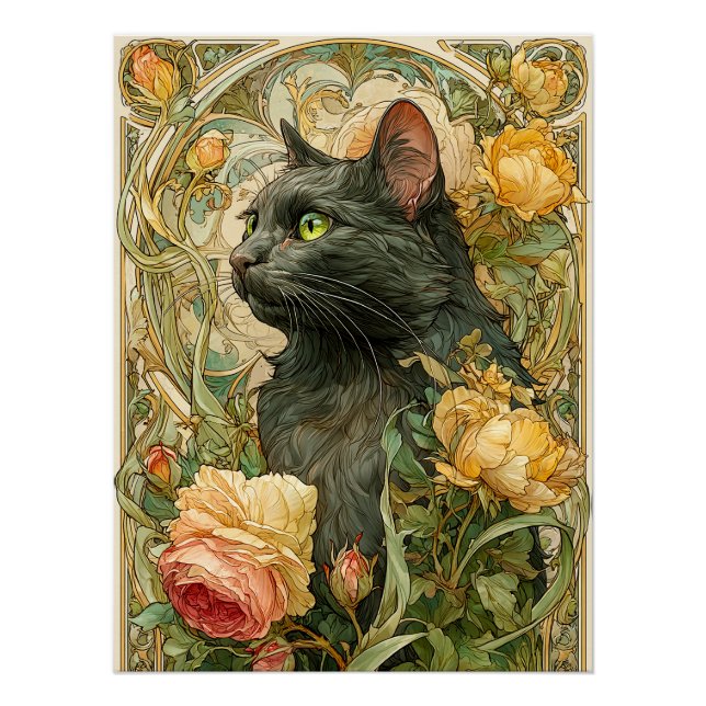 Póster Art Nouveau Cat (Frente)