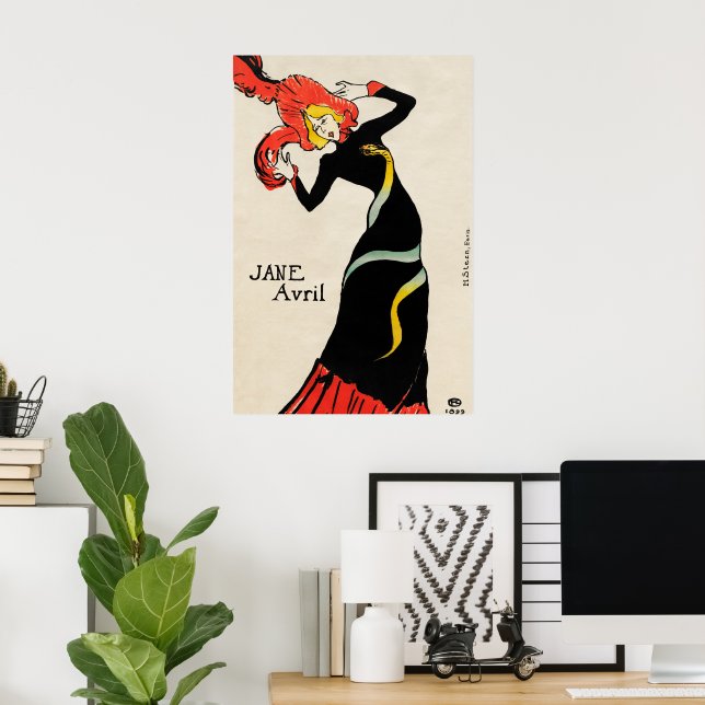 Poster Art Nouveau Dancer Jane Avril por Toulouse Lautrec (Escritório em casa)