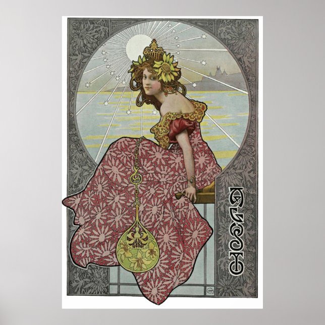 Poster Art Nouveau de Alphonse Mucha (Frente)