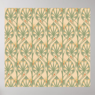 Poster Art Nouveau, Design de Papel de Parede Retro.
