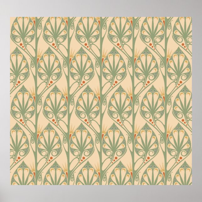 Poster Art Nouveau, Design de Papel de Parede Retro. (Frente)
