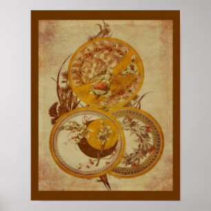 Poster Art Nouveau Design Floral Envelhecido
