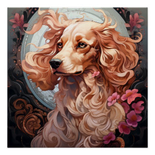 Póster Art Nouveau Dog