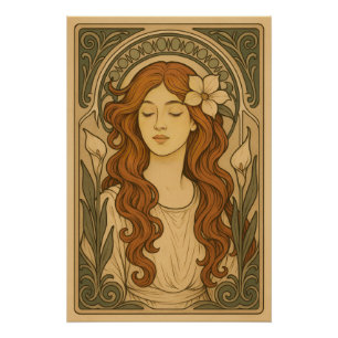 Póster Art Nouveau Estilo Mulheres Arte