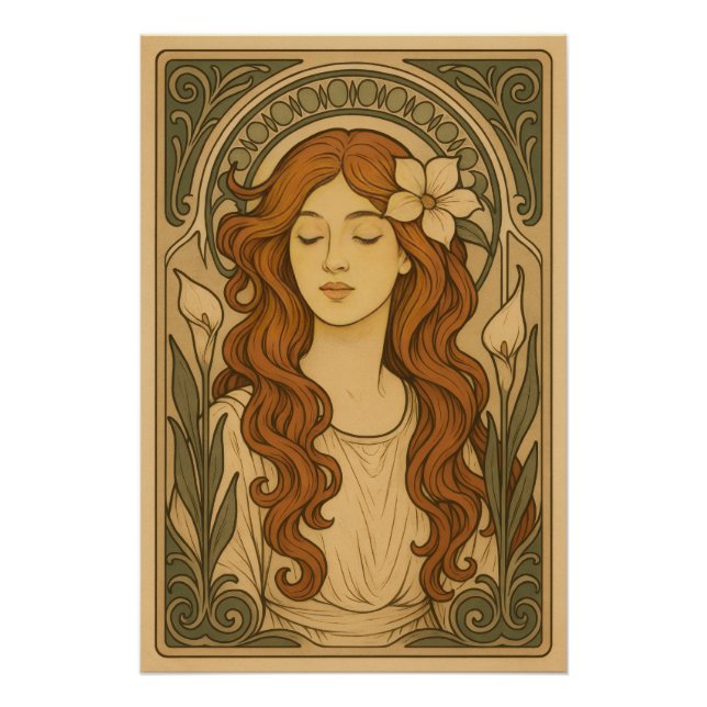 Póster Art Nouveau Estilo Mulheres Arte (Frente)