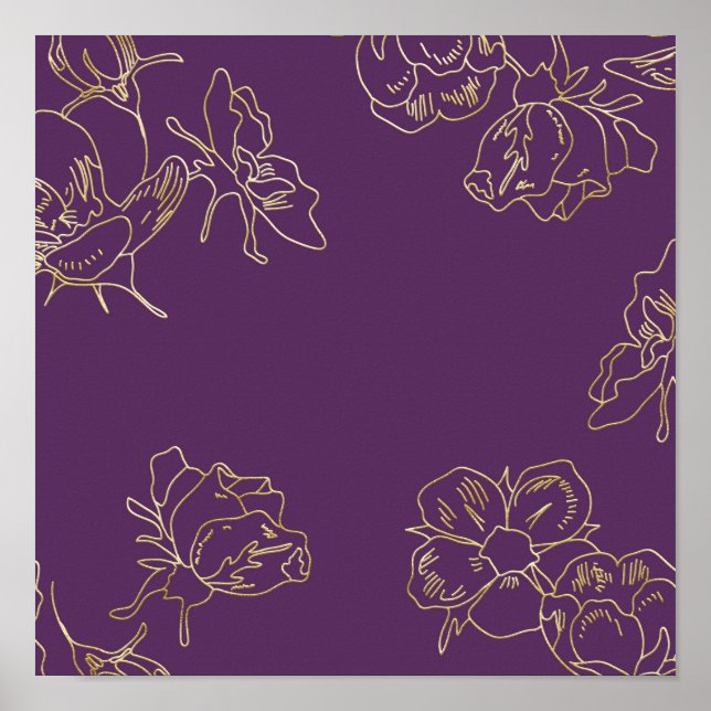 Poster Art Nouveau Flores Douradas (Frente)