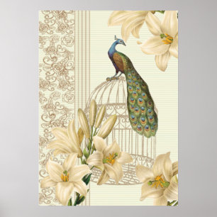 Poster art nouveau french lily vintage birdcage paciock