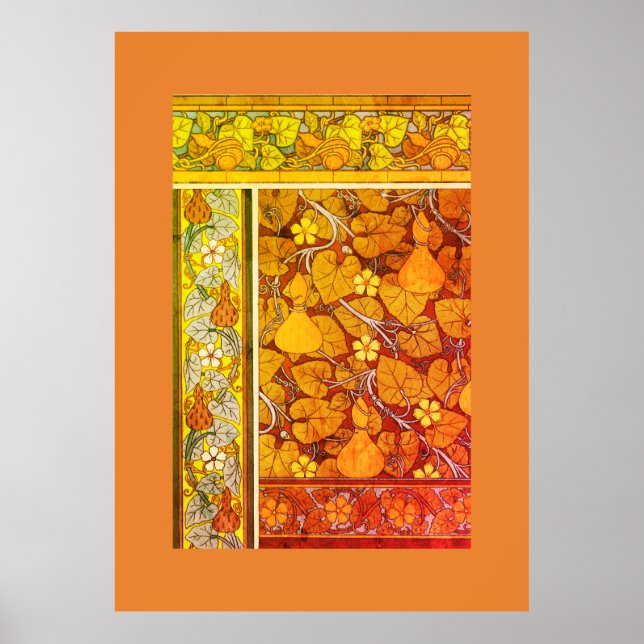 Poster Art nouveau, gourd floral, elegante, vinheta (Frente)
