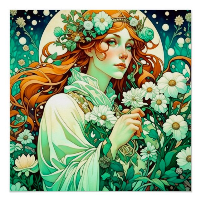 Póster Art Nouveau Imbolc Celtic Primavera (Frente)