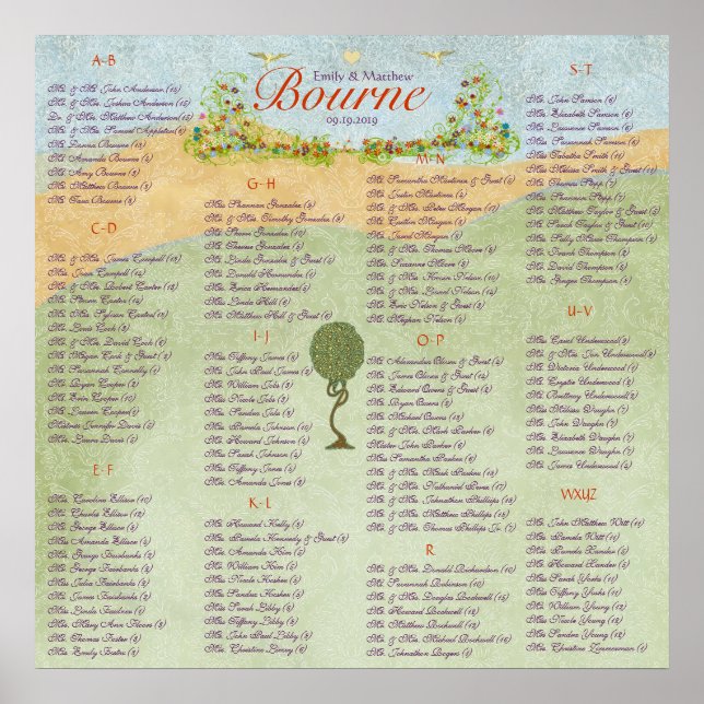 Póster Art Nouveau Love Bird Wedding (Frente)