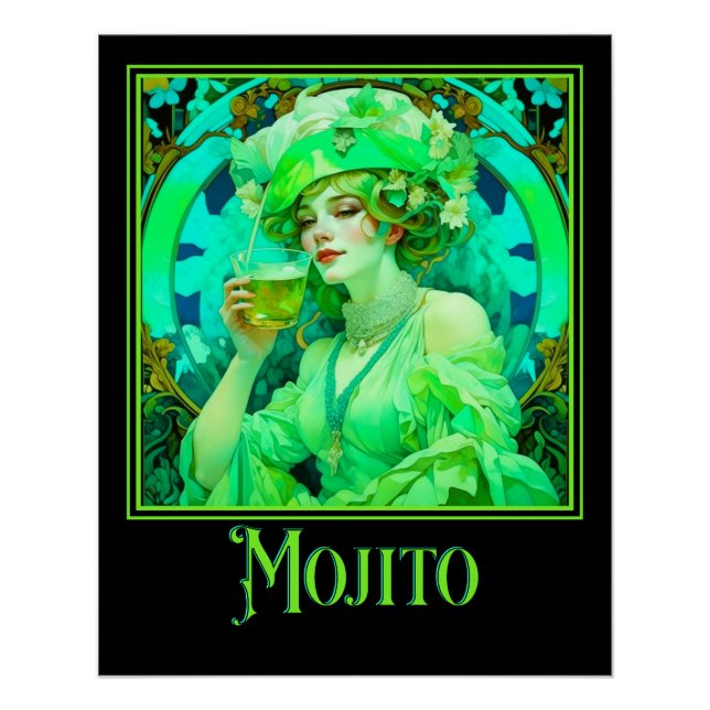 Póster Art Nouveau Mojito (Frente)