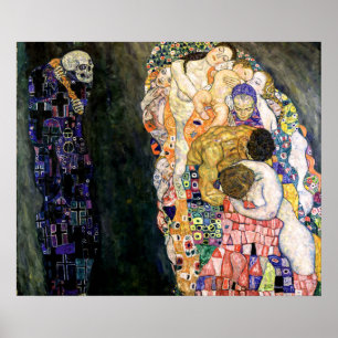 Poster Art Nouveau Morte e Vida por Gustav Klimt