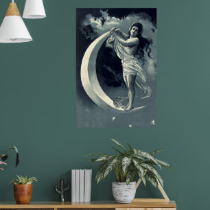 Poster Art Nouveau Mulher do Moon Crescente