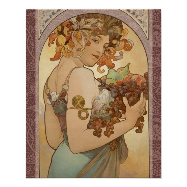 Póster Art Nouveau Mulher Mucha Linda (Frente)
