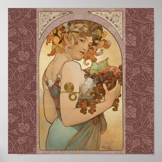 Poster Art Nouveau Mulher Mucha Linda (Frente)