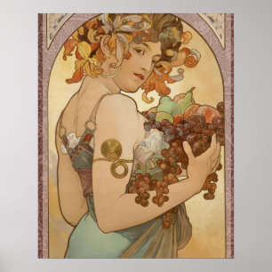 Póster Art Nouveau Mulher Mucha Linda