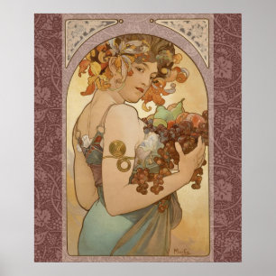 Póster Art Nouveau Mulher Mucha Linda