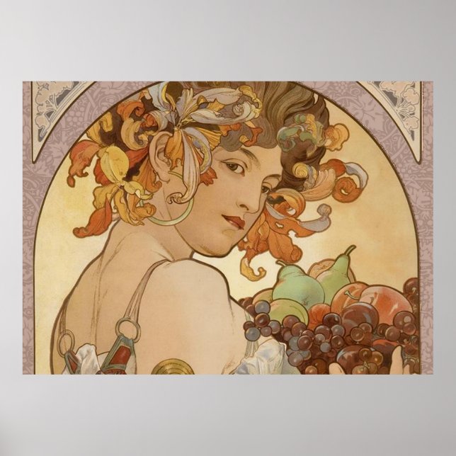 Póster Art Nouveau Mulher Mucha Linda (Frente)