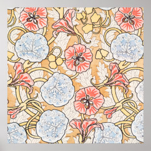 Poster Art nouveau nasturtium