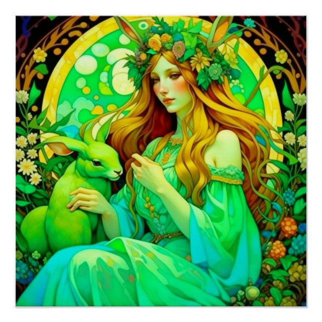 Póster Art Nouveau Ostara Celtic Primavera (Frente)