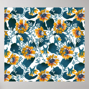 Poster Art Nouveau, padrão floral.