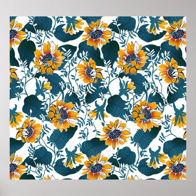 Poster Art Nouveau, padrão floral. (Frente)