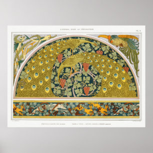 Poster Art nouveau pavão animais vidros verneuil