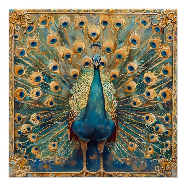 Póster Art Nouveau Peacock (Frente)