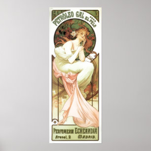Poster Art nouveau Petróleo gal Madrid alphonse mucha