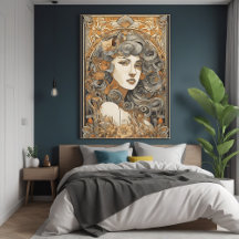 Art Nouveau Portrait Vintage Female Ilustração