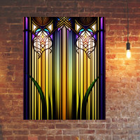 Art Nouveau Trabalho de arte de vidro colorido