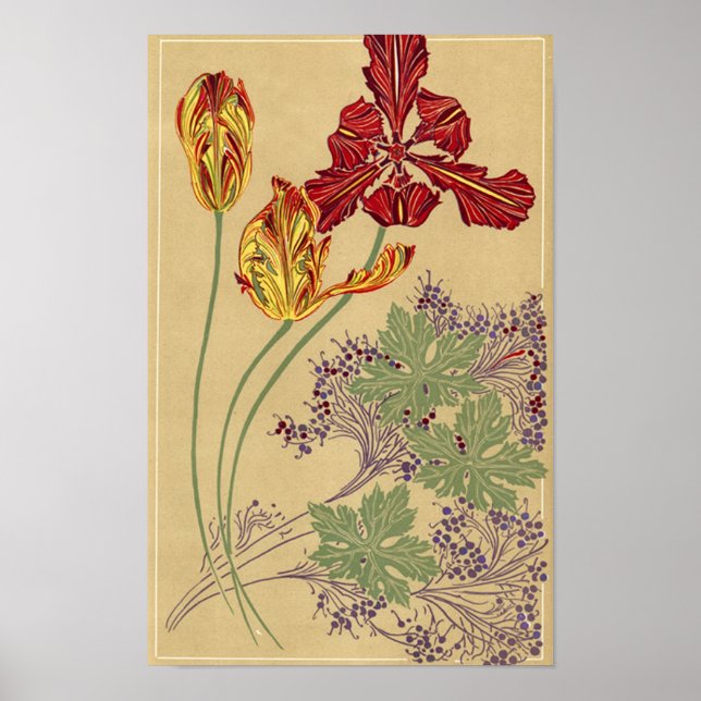 Póster Art Nouveau Tulips (Frente)