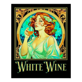 Póster Art Nouveau Vinho Branco