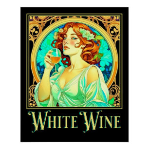 Póster Art Nouveau Vinho Branco
