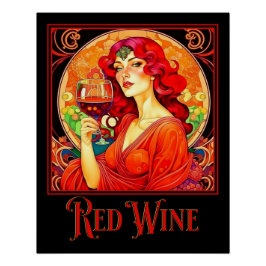 Póster Art Nouveau Vinho Vermelho