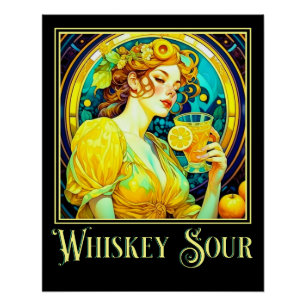 Póster Art Nouveau Whiskey Sour