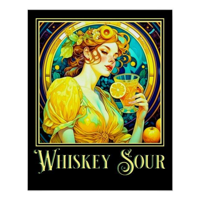 Póster Art Nouveau Whiskey Sour (Frente)