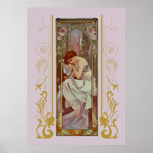 Poster Art Noveau Night Rest de Alphonse Mucha