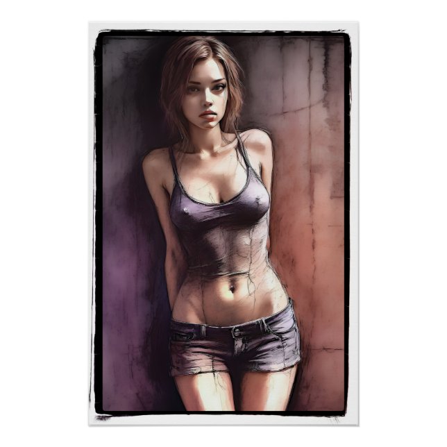 Póster Art numérique, fille grunge (Frente)