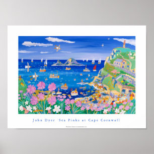 Poster Art Poster: John Dyer Sea Pinks em Cape Cornwall