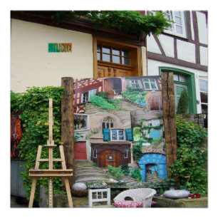 Póster Art Studio com pintura e Easel Glossy Poster