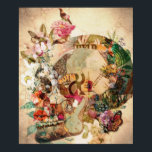 Poster Art Vintage Sugar Skull Flowers<br><div class="desc">Legal crânio que foi criado com elementos florais em cores vibrantes para um excelente de estilo.</div>