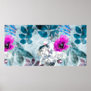 Poster art vintage watercolor colorful floral seamless pa