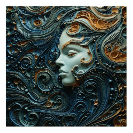 Póster Arte 3D da Mulher Moonlit