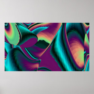 Poster Arte 3D Metálica Futurística Abstrato